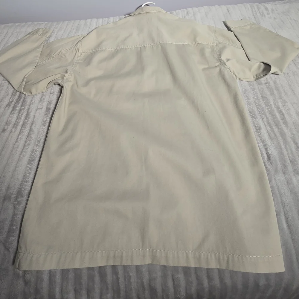 Vntg Levis Shirt Mens M Beige brass Button Up Red‎ Tab Twill Work. 544